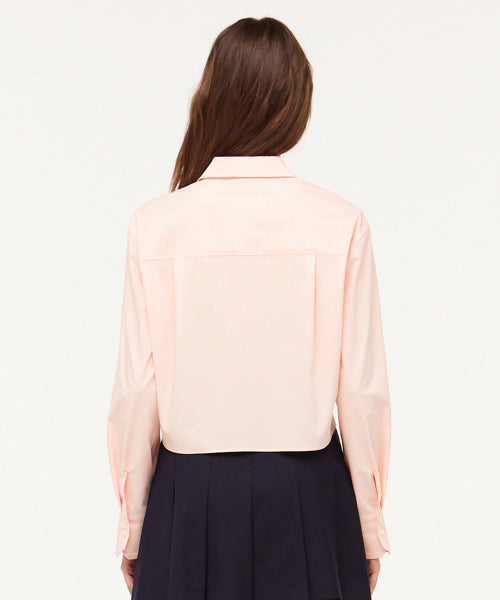 WRINKLE FREE CROP SHIRT - 2 COLORS