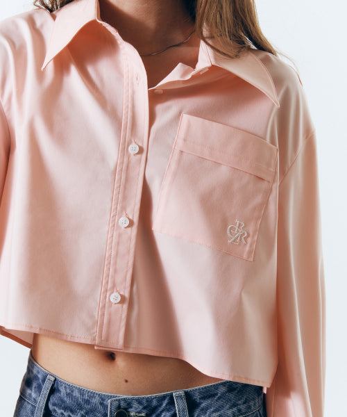 WRINKLE FREE CROP SHIRT - 2 COLORS