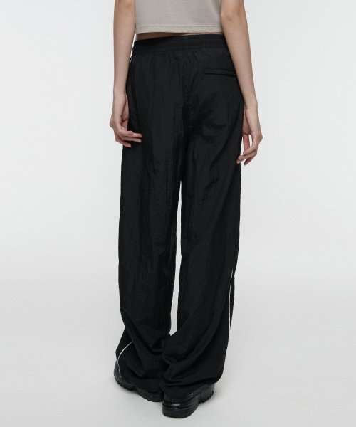 SIDE LINE WIDE TRACK PANTS - 4 COLORS BLACK