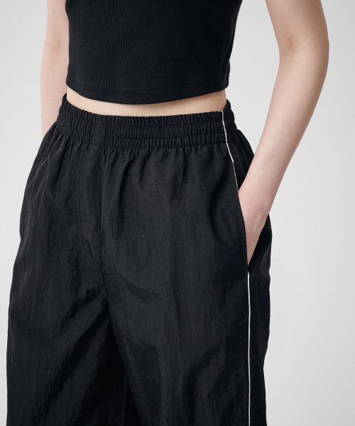 SIDE LINE WIDE TRACK PANTS - 4 COLORS BLACK