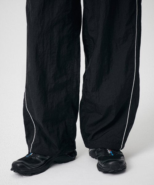 SIDE LINE WIDE TRACK PANTS - 4 COLORS BLACK