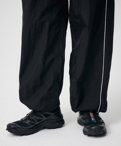 SIDE LINE WIDE TRACK PANTS - 4 COLORS BLACK
