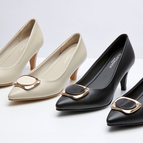 5/ LINE PUMPS HEEL - 2 COLORS BLACK