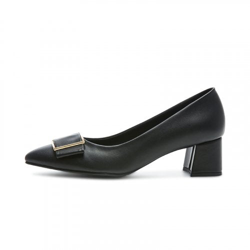 SQUARE POINTED TOE PLATFORM HEEL - 2 COLORS BLACK