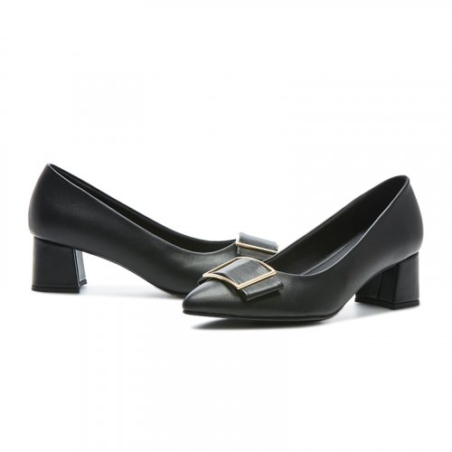 SQUARE POINTED TOE PLATFORM HEEL - 2 COLORS BLACK