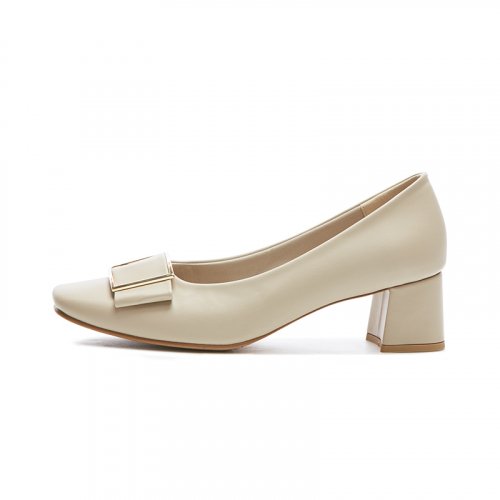 SQUARE ROUND TOE PLATFORM MIDDLE HEEL - 2 COLORS BLACK