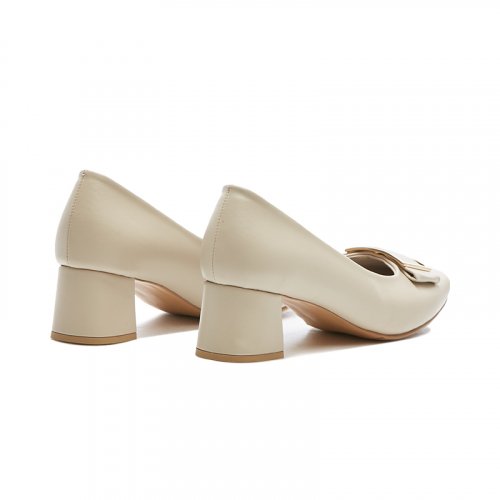 SQUARE ROUND TOE PLATFORM MIDDLE HEEL - 2 COLORS BLACK