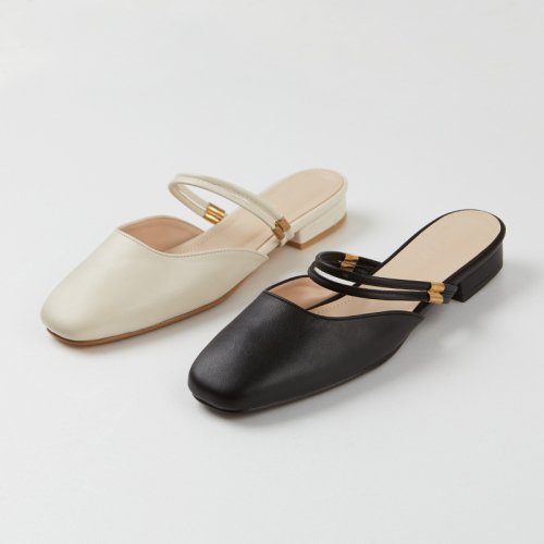 STRAP FLAT MULE - 2 COLORS BLACK