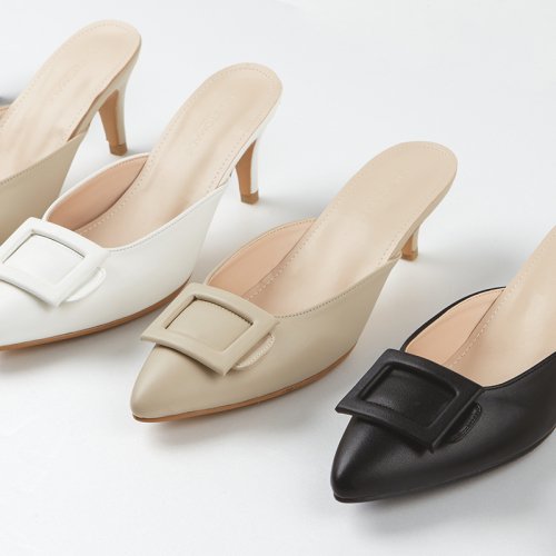 5/ SQUARE MULE HEEL - 3 COLORS BLACK