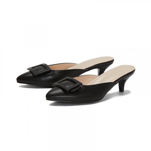 5/ SQUARE MULE HEEL - 3 COLORS BLACK