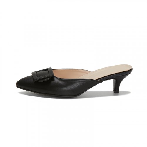 5/ SQUARE MULE HEEL - 3 COLORS BLACK