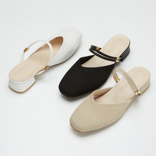 STRAP ROUND TOE MULE - 3 COLORS BLACK