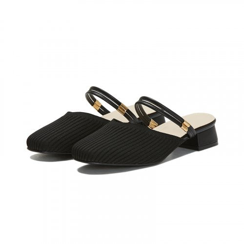 STRAP ROUND TOE MULE - 3 COLORS BLACK
