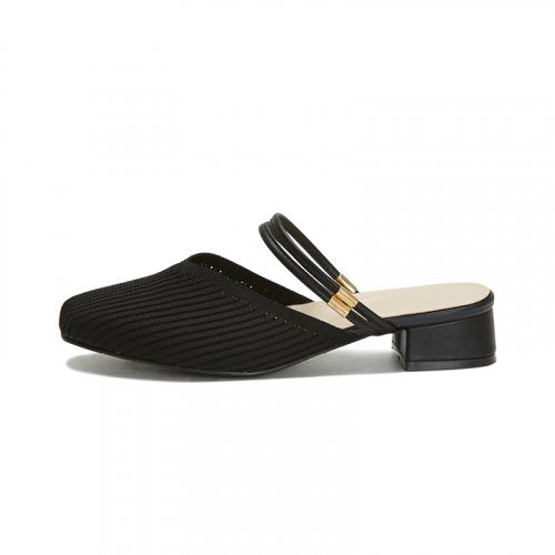 STRAP ROUND TOE MULE - 3 COLORS BLACK