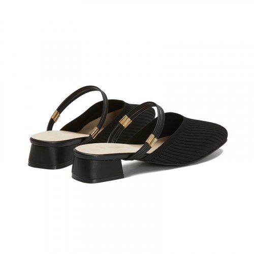 STRAP ROUND TOE MULE - 3 COLORS BLACK
