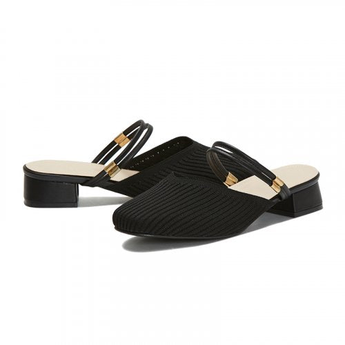 STRAP ROUND TOE MULE - 3 COLORS BLACK
