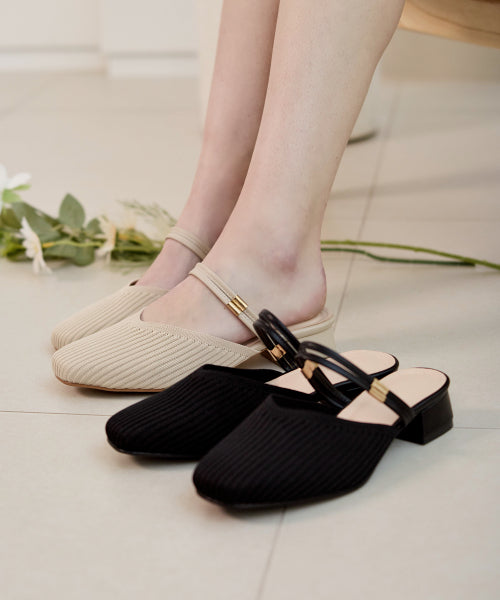 STRAP ROUND TOE MULE - 3 COLORS BLACK