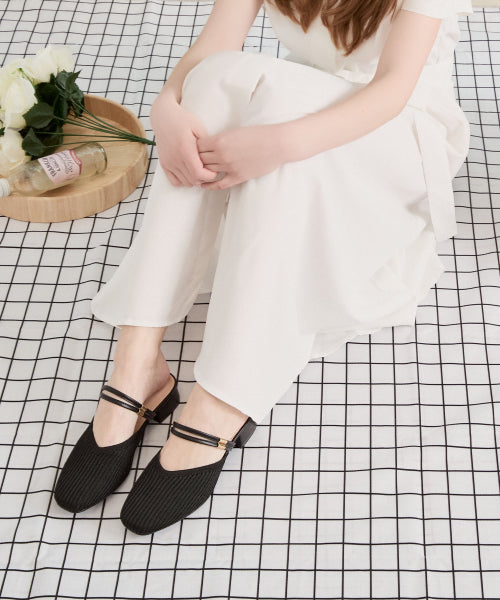 STRAP ROUND TOE MULE - 3 COLORS BLACK