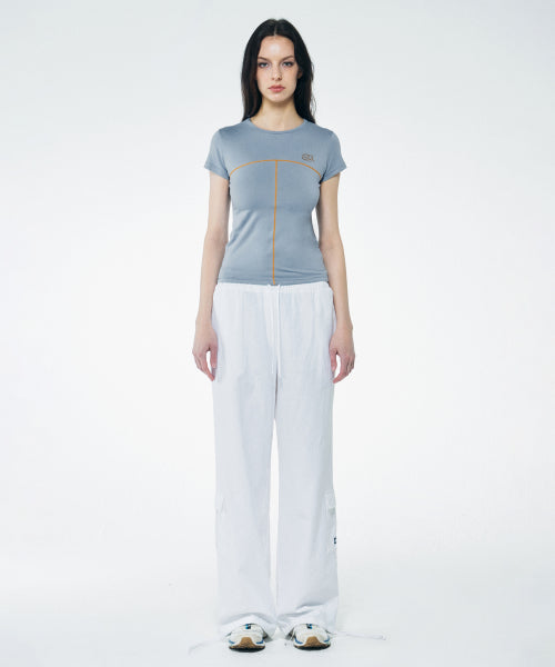 CONTRAST STITCH TEE BLUE