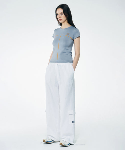CONTRAST STITCH TEE BLUE
