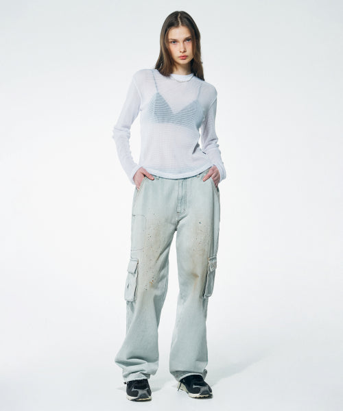 BASIC MESH L S TEE WHITE