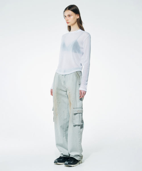 BASIC MESH L S TEE WHITE