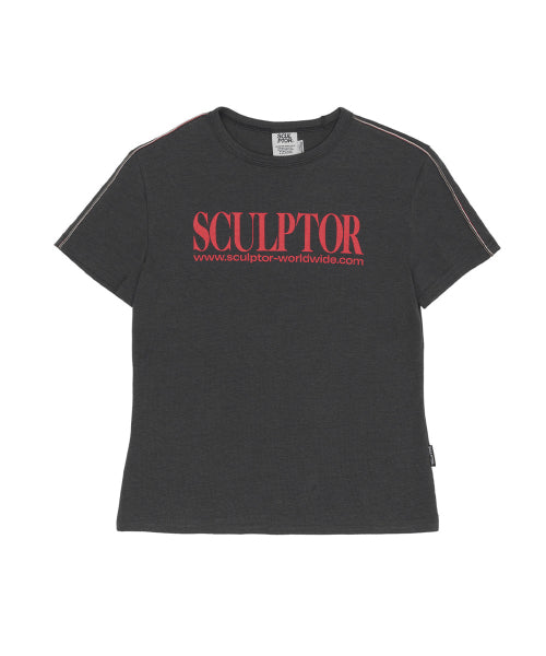 CLASSIC LOGO PIPING CROP TOP - 2 COLORS CHARCOAL