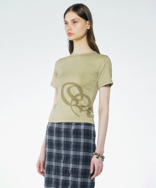 OBLIQUE LOGO CROP TOP PALE GREEN