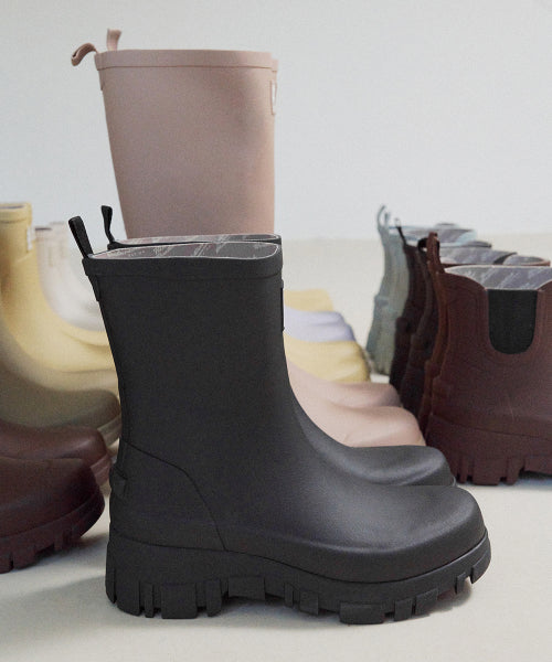 PLATFORM RAIN BOOTS MIDDLE - 7 COLORS BLACK