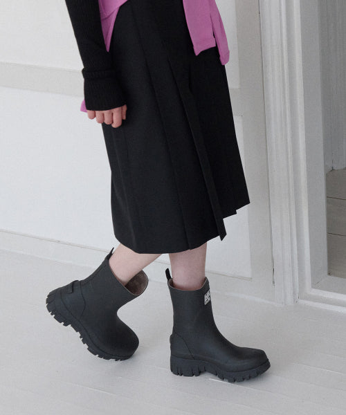 PLATFORM RAIN BOOTS MIDDLE - 7 COLORS BLACK