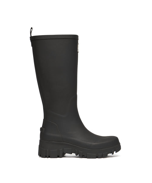 PLATFORM RAIN BOOTS LONG - 8 COLORS BLACK