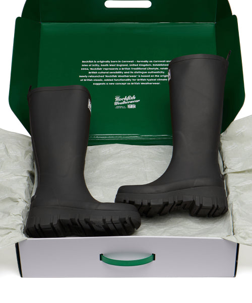 PLATFORM RAIN BOOTS LONG - 8 COLORS BLACK