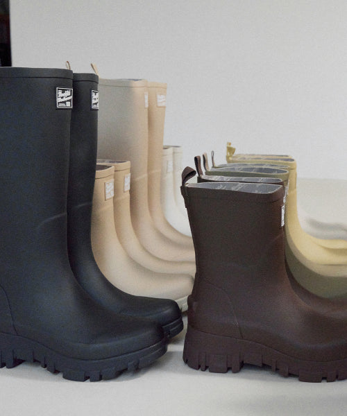 PLATFORM RAIN BOOTS LONG - 8 COLORS BLACK