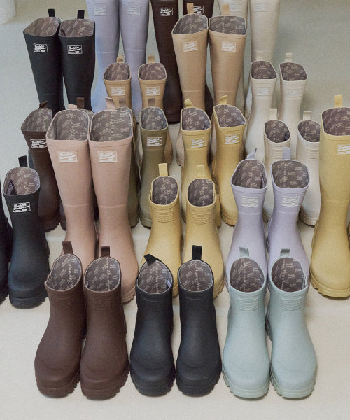 PLATFORM RAIN BOOTS LONG - 8 COLORS BLACK