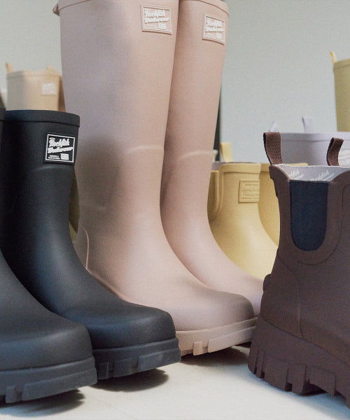 PLATFORM RAIN BOOTS LONG - 8 COLORS BLACK