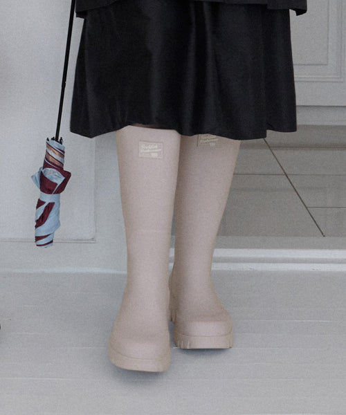 PLATFORM RAIN BOOTS LONG - 8 COLORS BLACK