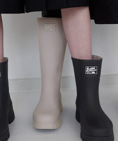 PLATFORM RAIN BOOTS LONG - 8 COLORS BLACK