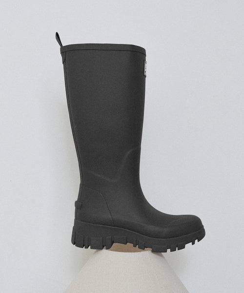 PLATFORM RAIN BOOTS LONG - 8 COLORS BLACK