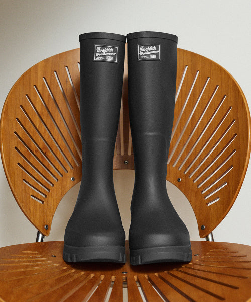 PLATFORM RAIN BOOTS LONG - 8 COLORS BLACK