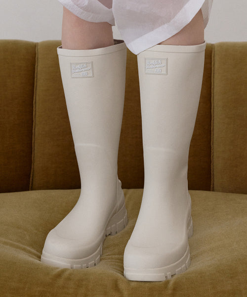 PLATFORM RAIN BOOTS LONG - 8 COLORS BLACK