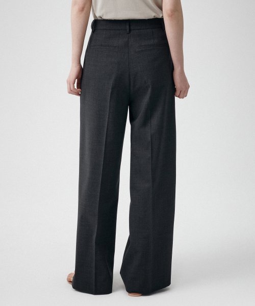 SUMMER WOOL ONE TUCK WIDE SLACKS CHARCOAL