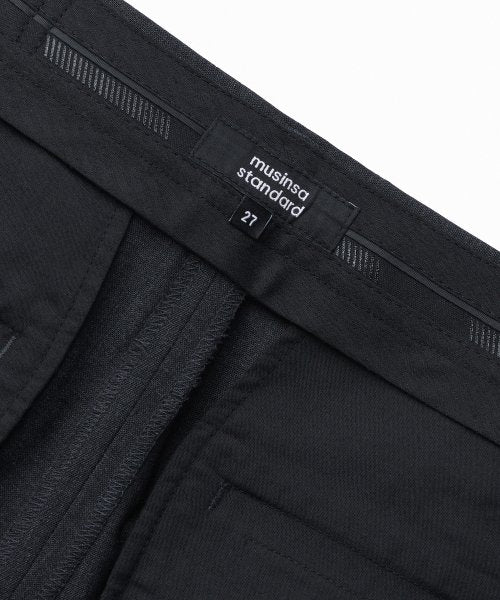 SUMMER WOOL ONE TUCK WIDE SLACKS CHARCOAL