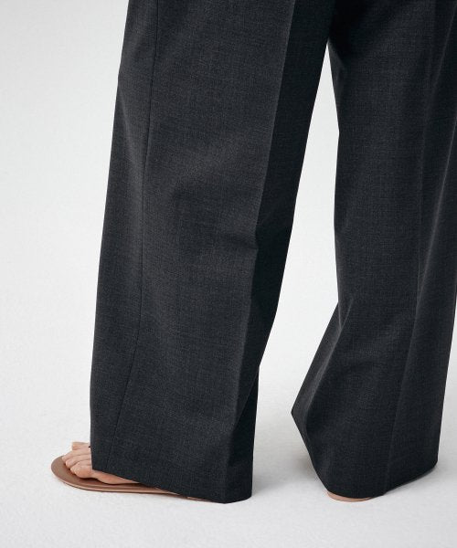 SUMMER WOOL ONE TUCK WIDE SLACKS CHARCOAL