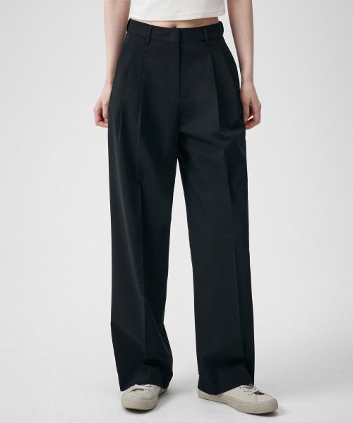 SEMI BALLOON HIDDEN BANDING SLACKS - 2 COLORS BLACK