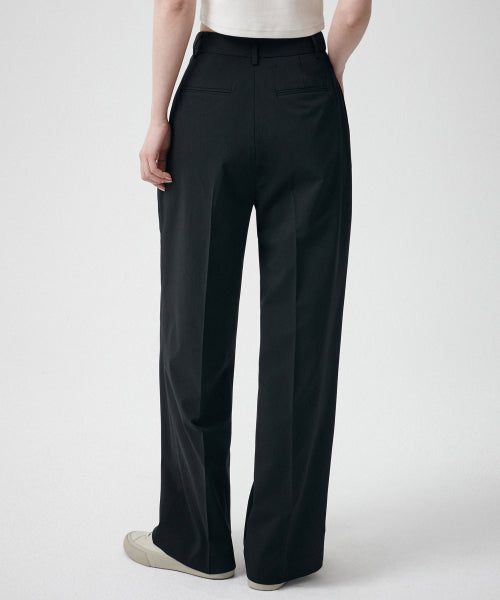 SEMI BALLOON HIDDEN BANDING SLACKS - 2 COLORS BLACK