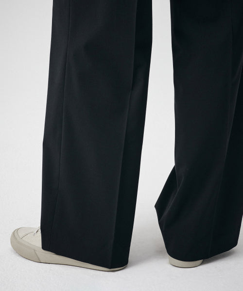 SEMI BALLOON HIDDEN BANDING SLACKS - 2 COLORS BLACK