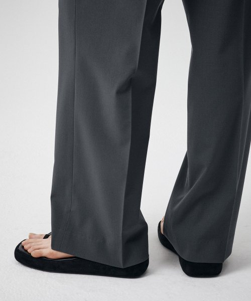 SEMI BALLOON HIDDEN BANDING SLACKS - 2 COLORS GRAY
