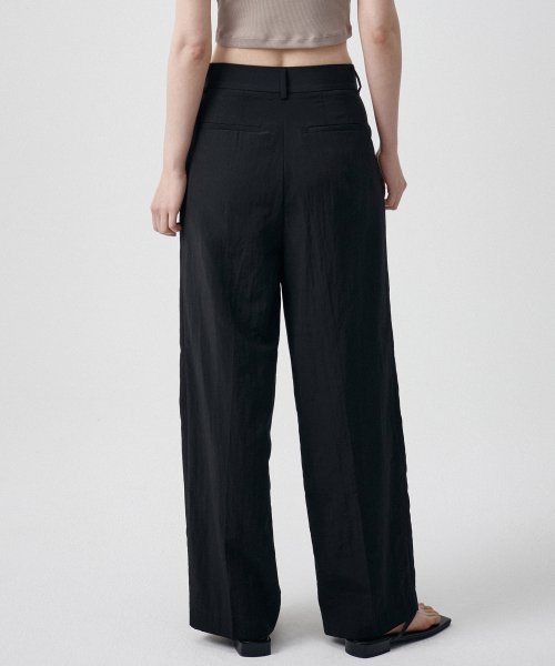 CRINKLE WIDE PANTS - 3 COLORS BLACK