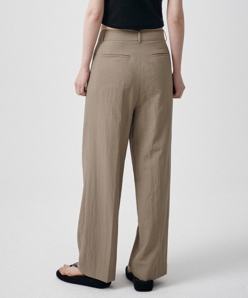 CRINKLE WIDE PANTS - 3 COLORS BEIGE