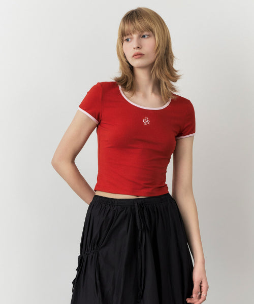 LINE COLOR BLOCK SLIM SHORT SLEEVE TEE - 7 COLORS